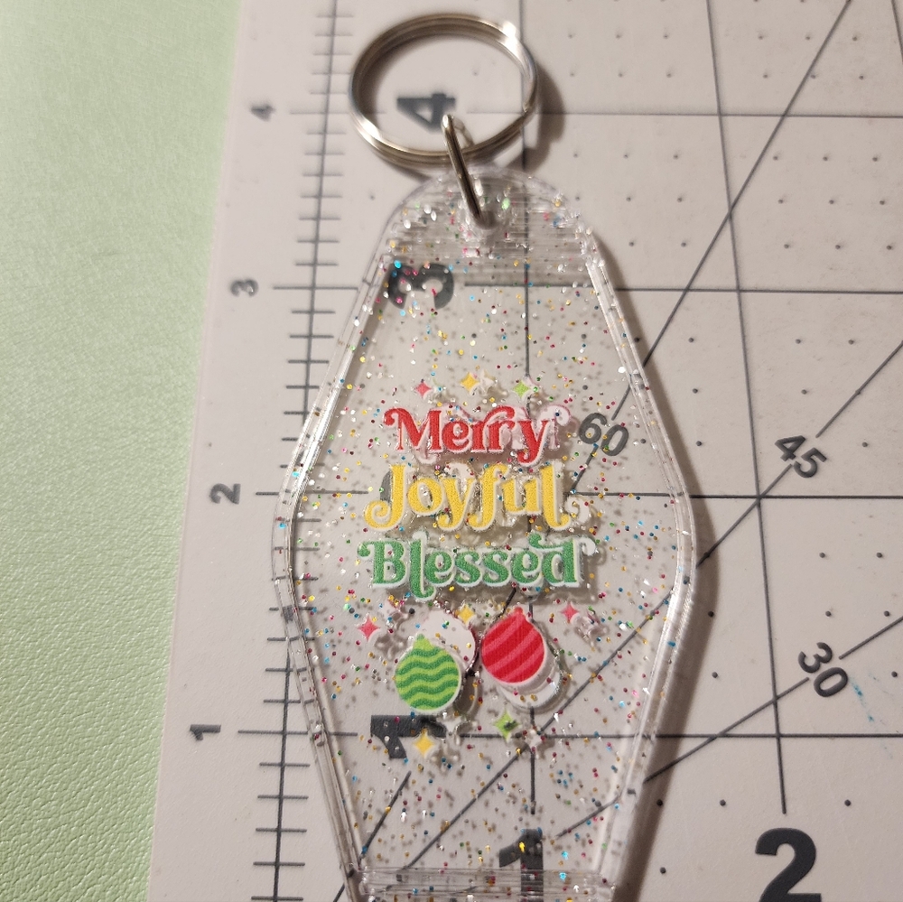 Festive Keychain with Colorful Text - Picture 3 of 3